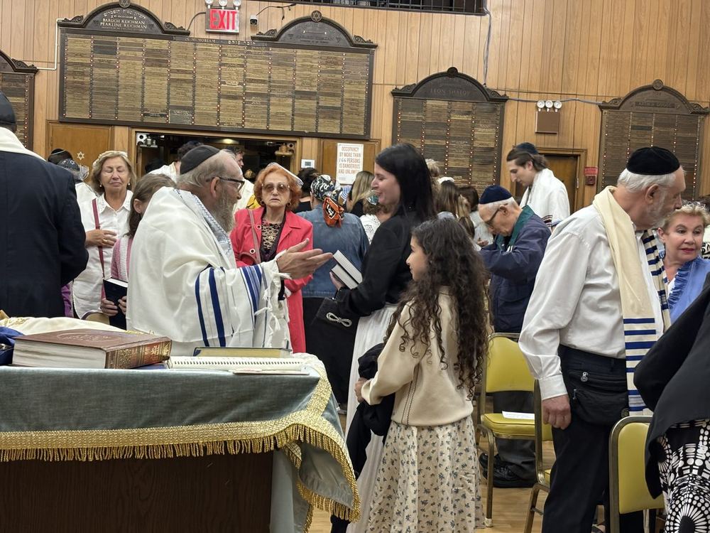 Gathered around the bimah